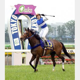 まんまと逃げきり(2004年のオークス馬ダイワエルシエーロと福永騎手)