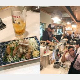 観戦用モニターを眺めながらの料理は乙なもの