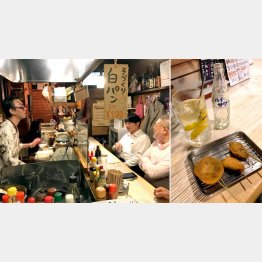 馬の話で盛り上がる店内(左)串揚げは1串55円~