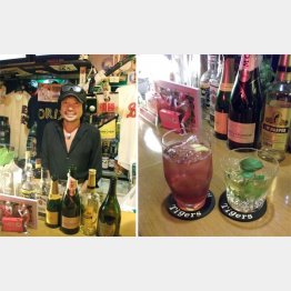 店主の奥川明さんと名物のカクテル